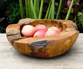 Gamela Rústica de Madeira de Mesa 42cm Importada